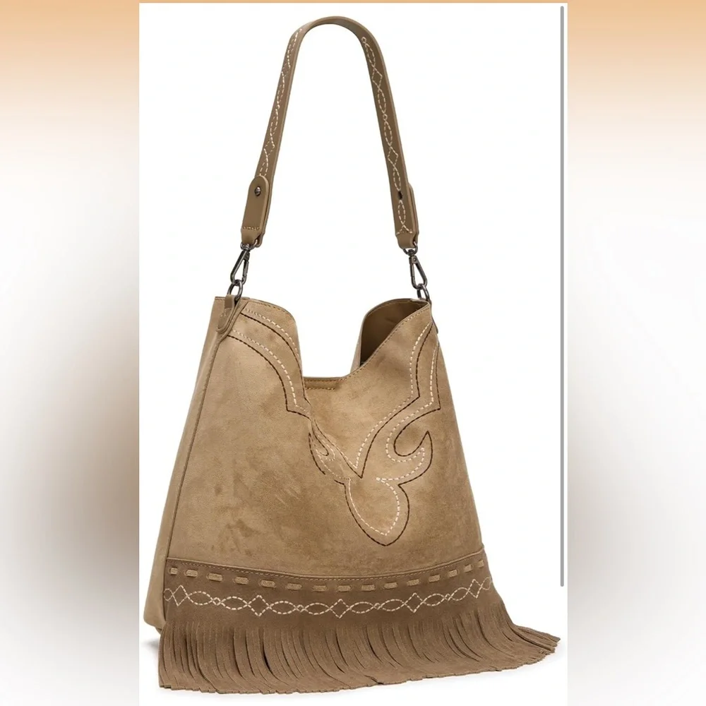 Western Fringe Embroidered Shoulder Bag